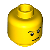 Lego Minifig Head Agent Chase, Sunglasses, Headset, Angry Eyebrows / Scowl, White Pupils Print / Yellow