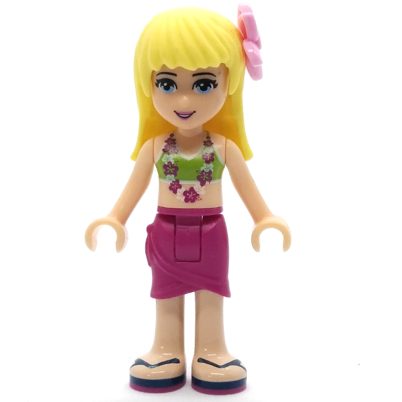 Lego Stephanie - Lime Bikini, Magenta Skirt, Bright Pink Flower