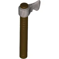 Weapon Tomahawk with Flat Silver Blade / Dark Brown