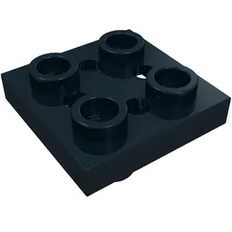 Plate Special 2 x 2 with Pin on Bottom, Small Holes in Plate and Rotational Locking Fingers on Underside / Black