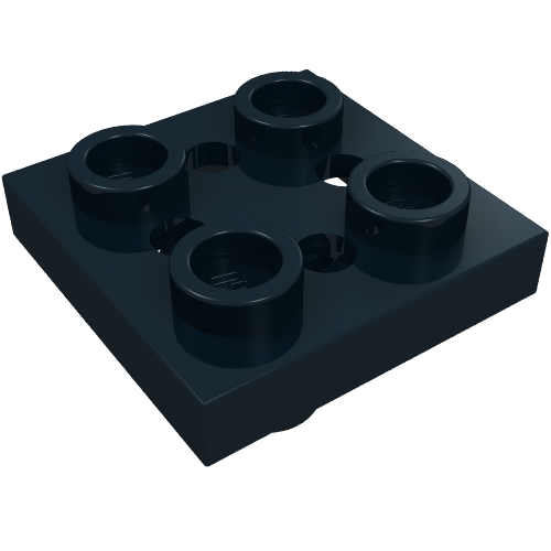 Lego Plate Special 2 x 2 with Pin on Bottom, Small Holes in Plate and Rotational Locking Fingers on Underside / Black