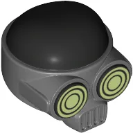 Helmet with Mouth Filter, Green Eyes, Black Circles Print / Dark Bluish Gray