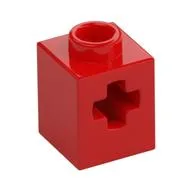 Technic Brick 1 x 1 with Axle Hole / Red