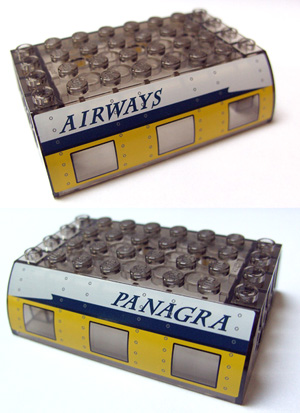 Lego Slope, Curved 6 x 8 x 2 Double with Plane Windows and Panagra Airways Forward Pattern (Stickers) - Set 7628