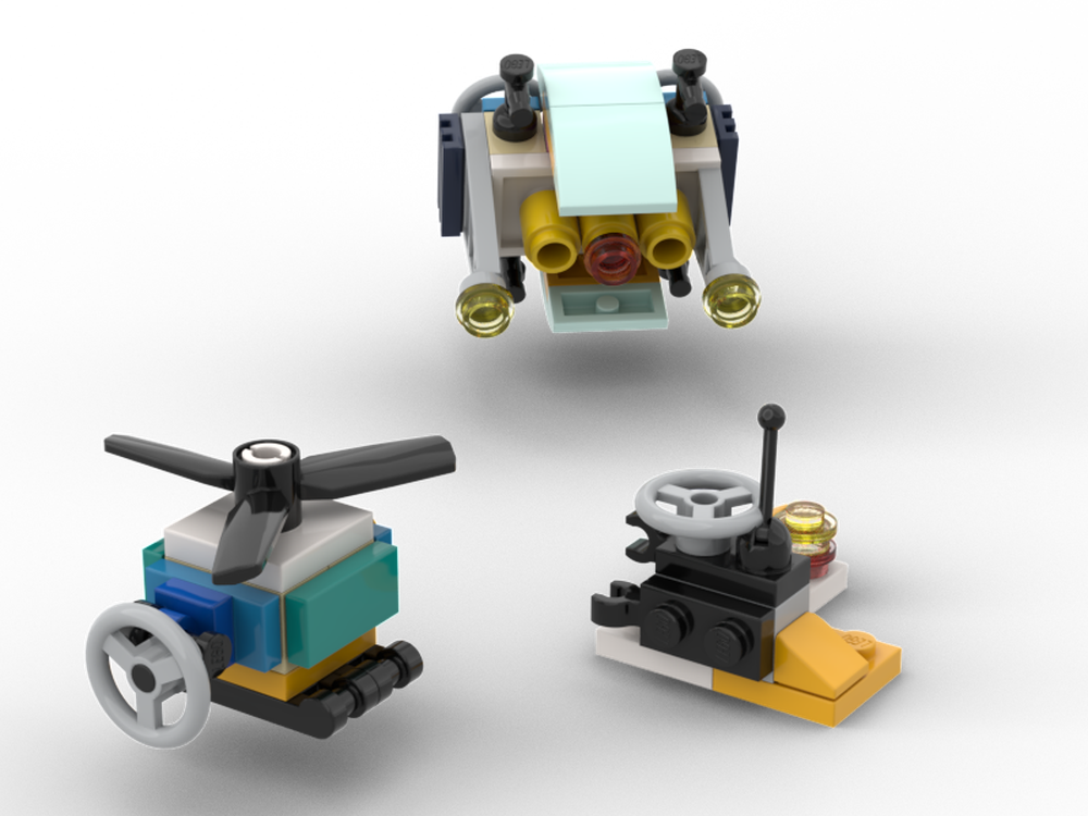 Lego Blocky copter vs invader from Mars