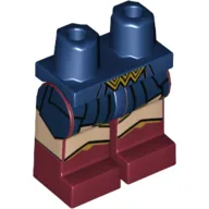 Hips with Light Nougat Legs and Dark Red Boots Pattern with Gold Buckle, Dark Blue Skirt, Gold Trim Print / Dark Blue
