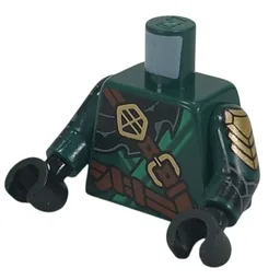 Torso, Ninja Robe, Green Trim, Reddish Brown Straps, Black Cloak Print, Dark Green Arms, Black Hands / Dark Green