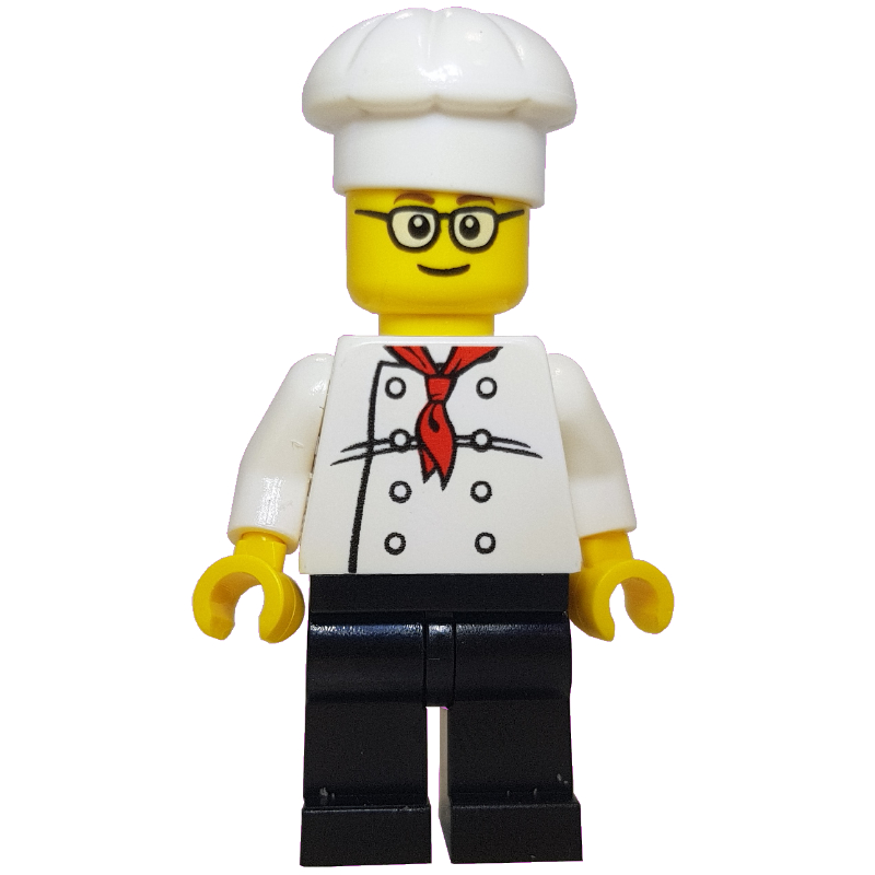Lego Chef, Red Neckerchief, Black Legs, Glasses