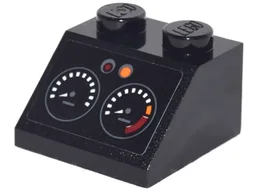 Slope 45 2 x 2 with Dashboard with 2 Gauges and Orange and Red Lights Pattern (Sticker) - Set 70903