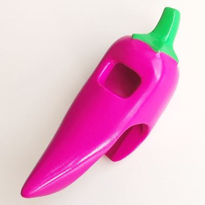 Lego Costume Chili Pepper with Bright Green Stem Print / Magenta