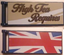 Flag 7 x 3 with Bar Handle with 'High Tea Requires' / Partial United Kingdom Flag (Union Jack) Pattern Model Front Left Side (Stickers) - Set 10258