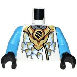 Torso, Ninja Robe Gold/Medium Azure Scales, Gold Dragon Print, Dark Azure Arms, Black Hands / White