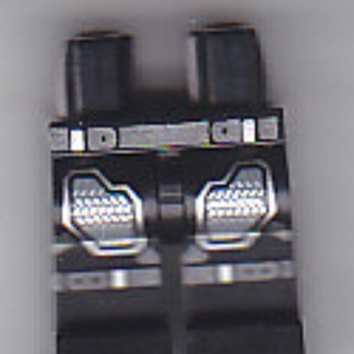 Lego Hips and Black Legs with Dark Bluish Gray Belt and Knee Strap, and Armor Plates Print / Black