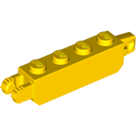 Lego Hinge Brick 1 x 4 Locking with 1 Finger Vertical End and 2 Fingers Vertical End, 7 Teeth / Yellow