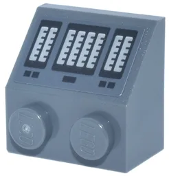 Slope 45 2 x 2 with Control Panel, Black Rectangles and Buttons, Silver Level Gauges Pattern (Sticker) - Set 75419