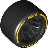 Wheel Rim 24 x 14.9 Wide with Black Slick Tyre with Yellow 'PIRELLI' Print / Black