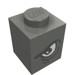 Brick 1 x 1 with Angry Eye Right / Sad Eye Left Print / Dark Bluish Gray