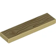 Tile 1 x 4 with Wood Grain Medium Nougat Print / Tan