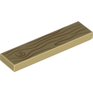Lego Tile 1 x 4 with Wood Grain Medium Nougat Print / Tan