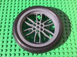 Wheel 75mm D. x 17mm Motorcycle with Black Tire 94.2mm D. x 22mm Motorcycle Racing Tread (88517 / 88516) / Dark Bluish Gray