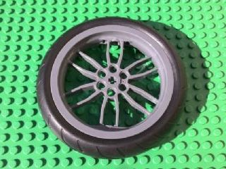 Lego Wheel 75mm D. x 17mm Motorcycle with Black Tire 94.2mm D. x 22mm Motorcycle Racing Tread (88517 / 88516)