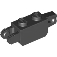 Hinge Brick 1 x 2 Locking with 1 Finger Vertical End and 2 Fingers Vertical End, 7 Teeth / Black