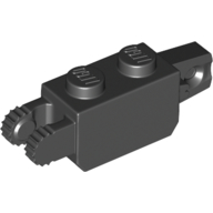 Lego Hinge Brick 1 x 2 Locking with 1 Finger Vertical End and 2 Fingers Vertical End, 7 Teeth / Black