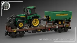 Fladbed wagon loaded with a tractor