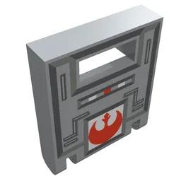 Box 2 x 2 x 2 Door with Slot and Red Rebel Logo Print / Light Bluish Gray