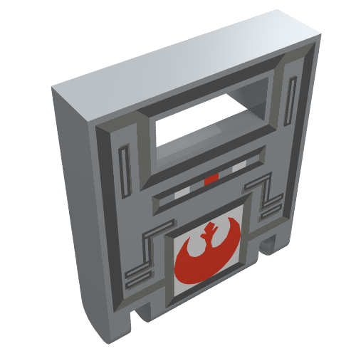 Lego Box 2 x 2 x 2 Door with Slot and Red Rebel Logo Print / Light Bluish Gray