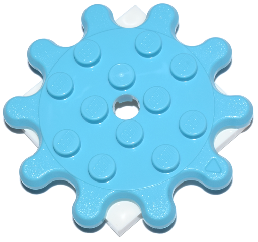 Lego Turntable 4 x 4 x 2/3 Gear 10 Tooth with White Square Base, Free-Spinning (35443 / 61485)