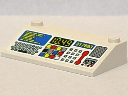Lego Slope 33 3 x 6 with Inner Walls with Control Panel, Keyboard, Keypad, Red Phone, '10.49' and '317893' Pattern (Sticker) - Set 6479