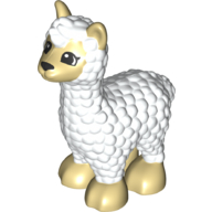 Lego Duplo Animal Alpaca, Tan Face, Ears, and Feet Print / White