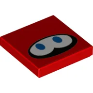 Tile 2 x 2 with Eyes in Black Oval Print (Huckit Crab Face) / Red