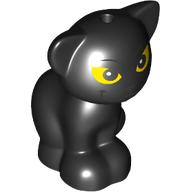 Lego Animal, Cat, Sitting with Yellow Eyes, Mean Stare print / Black