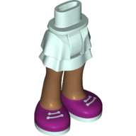 Lego Minidoll Hips and Layered Skirt with Purple Laced Shoes and Medium Nougat Legs Print / Light Aqua