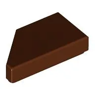 Tile 1 x 2 with Stud Notch Right / Reddish Brown