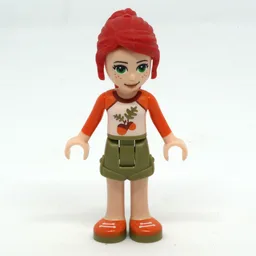 Mia - White/Orange Top, Olive Green Skirt