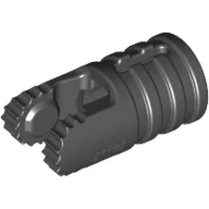Hinge Cylinder 1 x 2 Locking with 2 Click Fingers and Axle Hole, 9 Teeth / Black