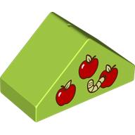 Lego Duplo Brick 4 x 2 Double Slope 45° with Apples print