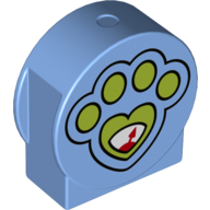 Lego Duplo Brick 1 x 3 x 2 Round Top, Cut Away Sides with Paw Print / Medium Blue