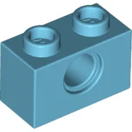 Technic Brick 1 x 2 [1 Pin Hole] / Medium Azure