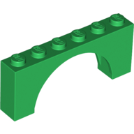 Lego Brick Arch 1 x 6 x 2 - Thin Top without Reinforced Underside [New Version] / Green
