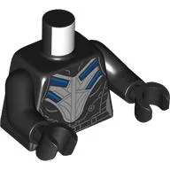 Torso, Silver/Dark Blue Armor Print, Black Arms and Hands / Black