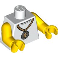 Lego Torso Tank Top, Gold Medallion with Dollar Sign Print, Yellow Arms and Hands / White