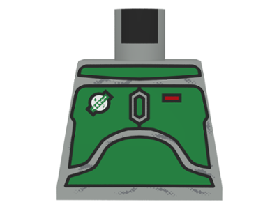 Lego Torso SW Mandalorian Green Armor Panels Pattern / Light Gray