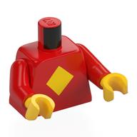 Lego Torso, Yellow Square print, Red Arms, Yellow Hands / Red