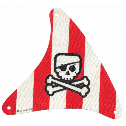 Lego Sail, Triangular, with Red Stripes, Skull with Eyepatch & Crossbones Print