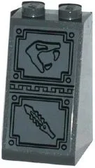 Slope 75 2 x 2 x 3 - Solid Studs with Snake Head Looking Right and Serrated Blade Sword Bas-Relief Sculpture Pattern (Sticker) - Set 70750