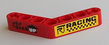 Lego Technic, Liftarm, Modified Bent Thick 1 x 7 (4 - 4) with 'GEAR UP' and 'RACING' Pattern (Stickers) - Sets 8041 / 42041